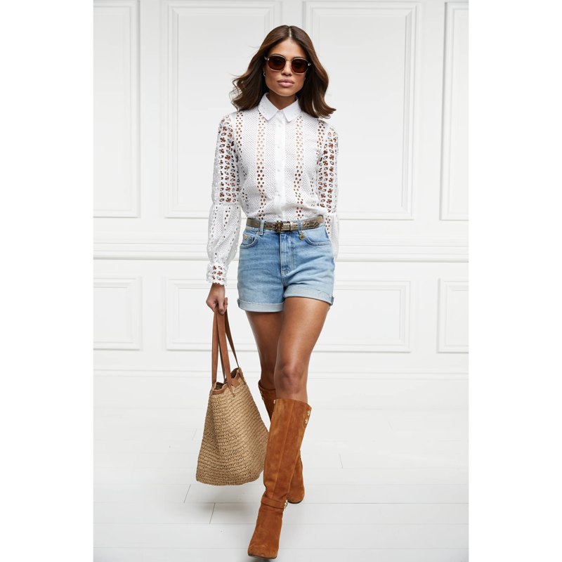 Holland Cooper Broderie Lace Shirt - White-1